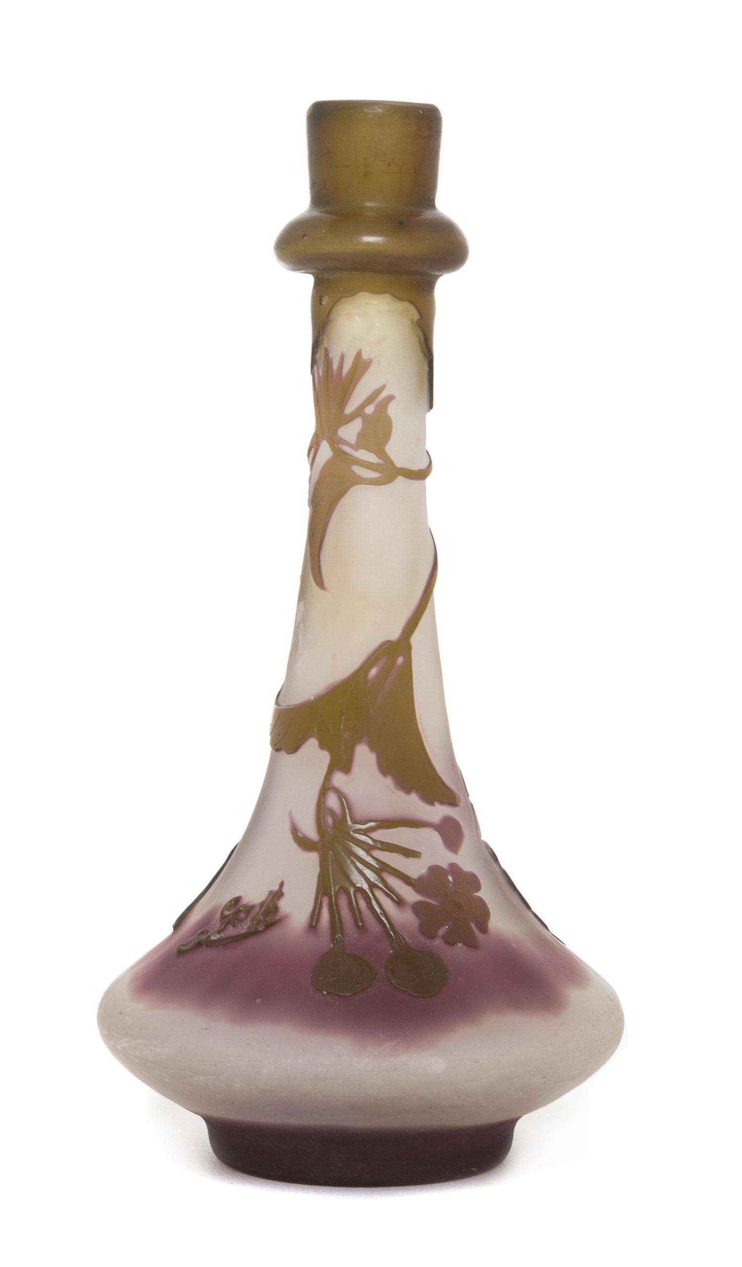 A Galle Cameo Glass Bud Vase Height 6 1/2 inches.