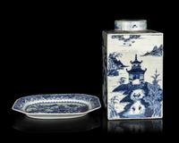 Two Chinese Export Blue and White Porcelain 'Landscape' Wares