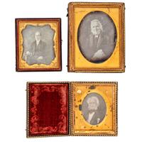 [EARLY PHOTOGRAPHY - PORTRAITURE]. A group of 17 daguerreotype and ambrotype portraits of elderly men and women, including: