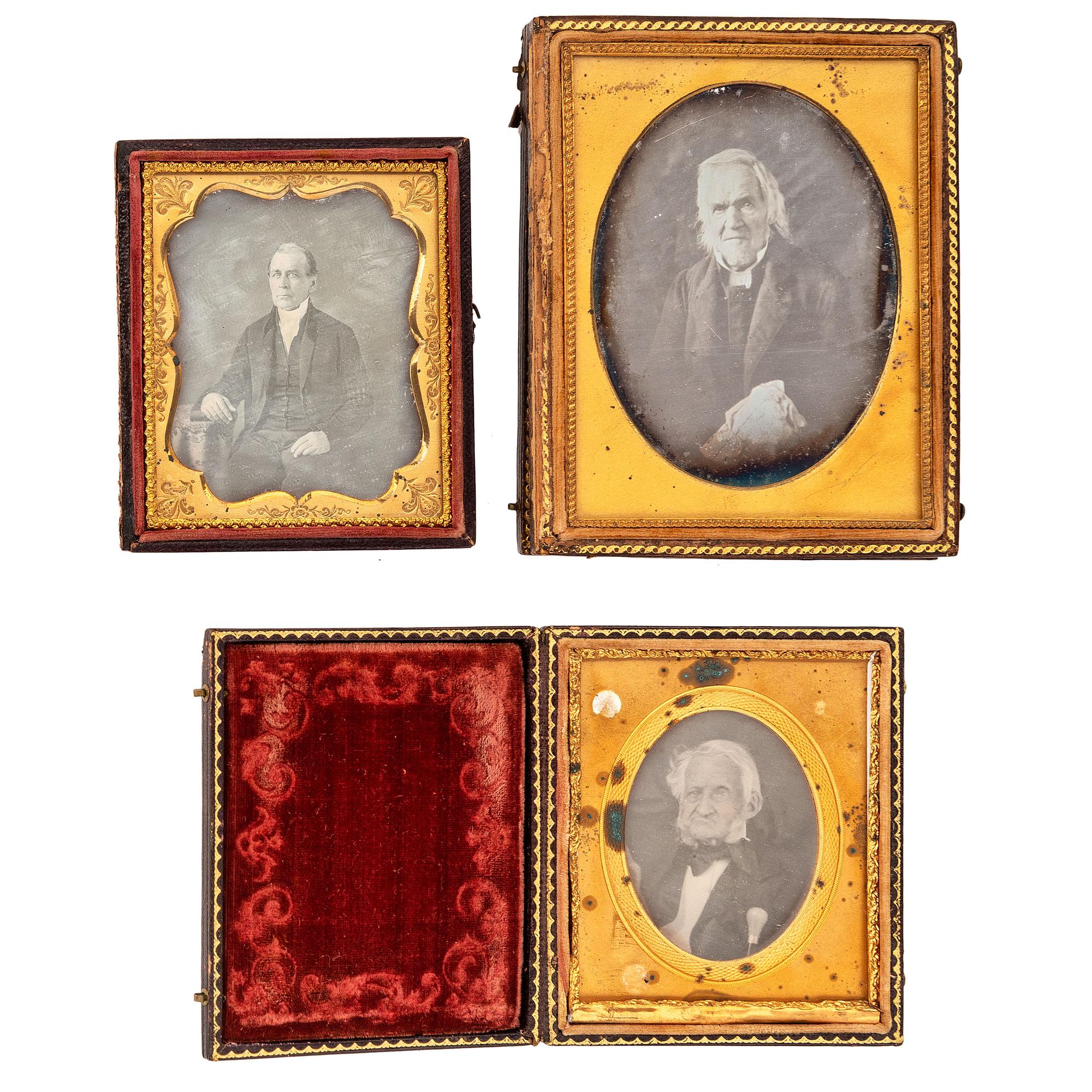 [EARLY PHOTOGRAPHY - PORTRAITURE]. A group of 17 daguerreotype and ambrotype portraits of elderly men and women, including: