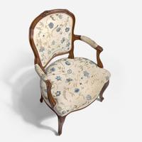 With Embroidered Upholstery by Erica Wilson (American, 1928-2011) Louis XV Style Fauteuil, USA, 20th century