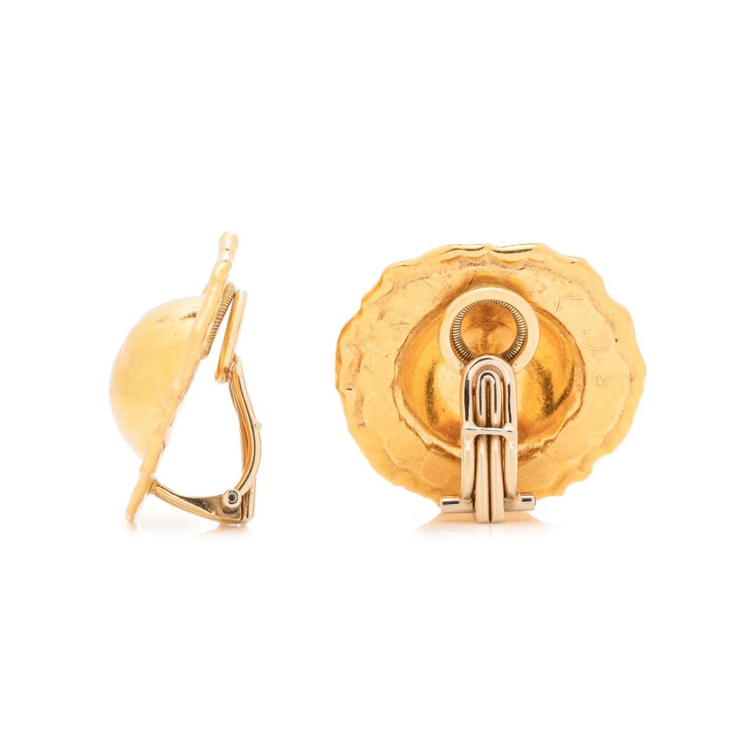 JEAN MAHIE, HIGH KARAT YELLOW GOLD EARCLIPS