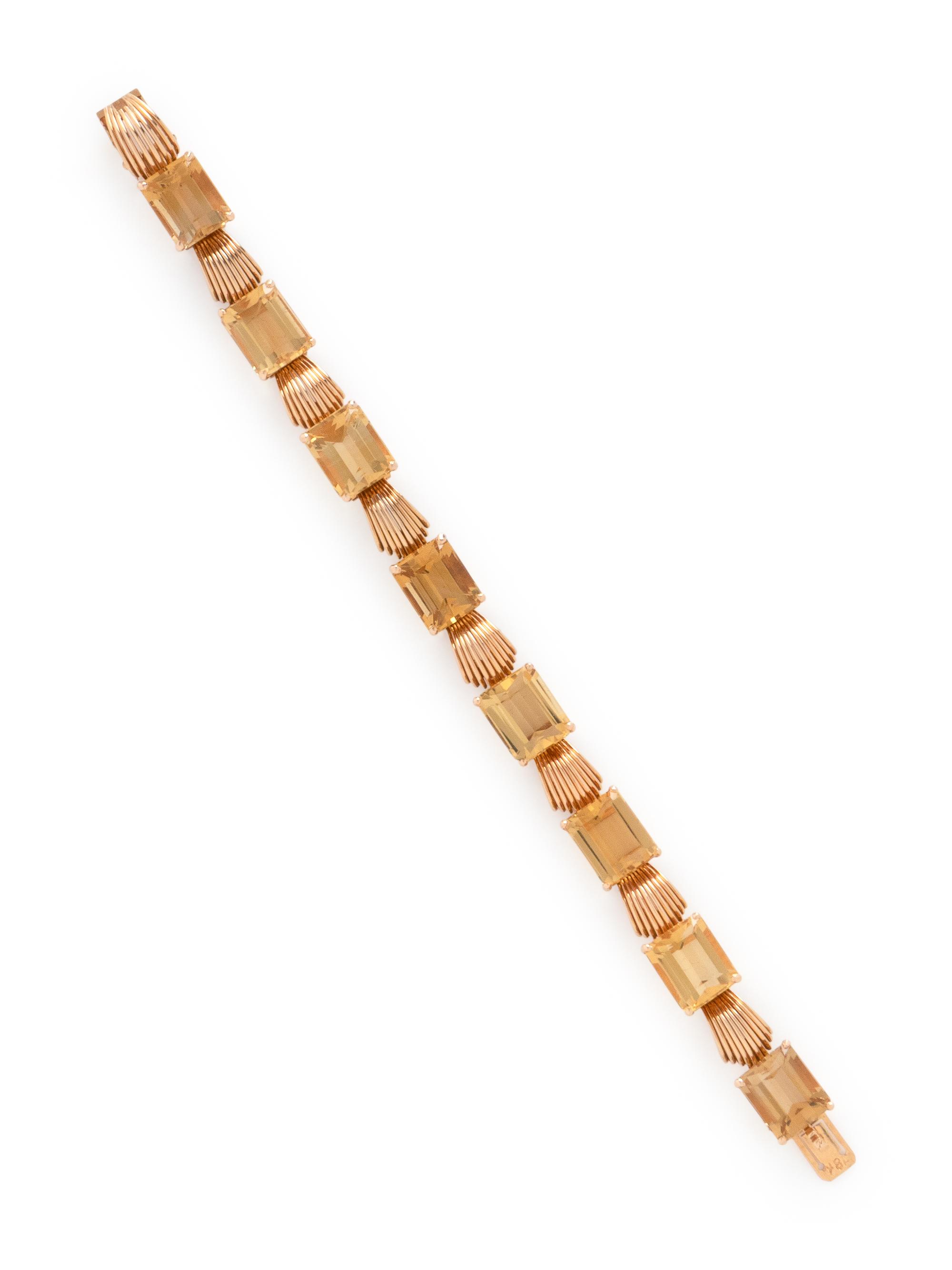 RETRO, YELLOW GOLD AND CITRINE BRACELET