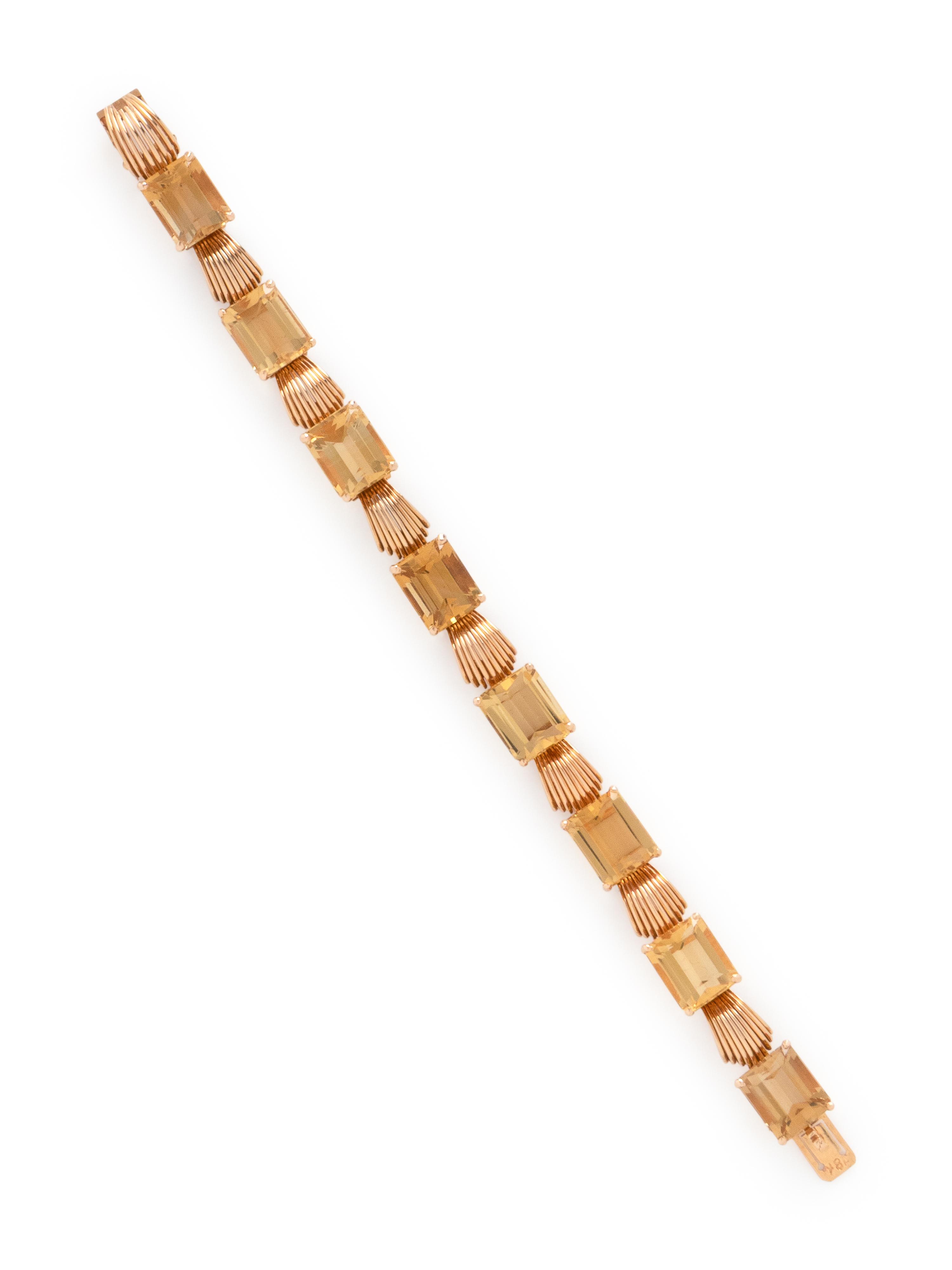 RETRO, YELLOW GOLD AND CITRINE BRACELET