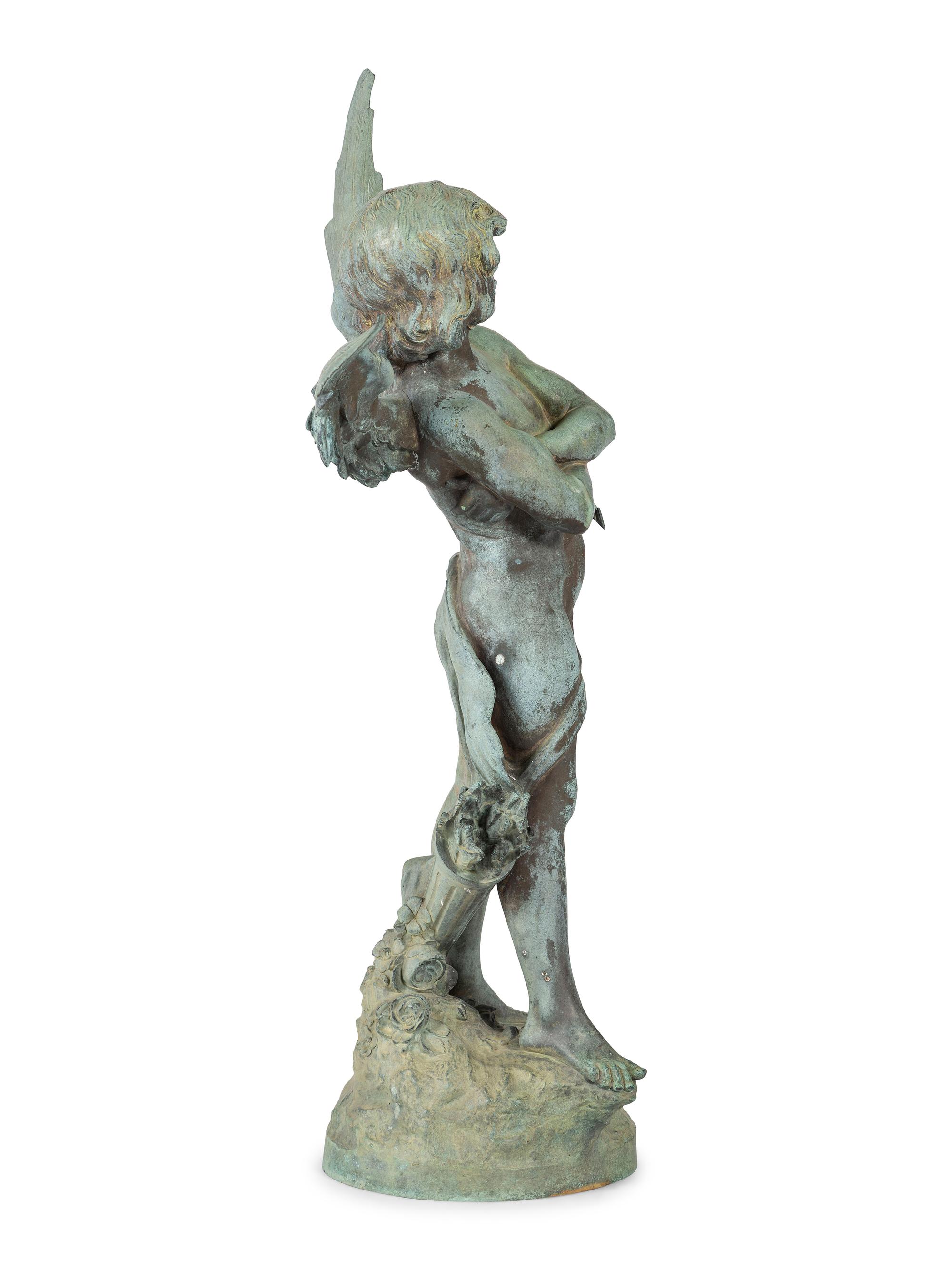 A Bronze Cupid Sculpture, After Auguste Moreau (French, 1834-1917)