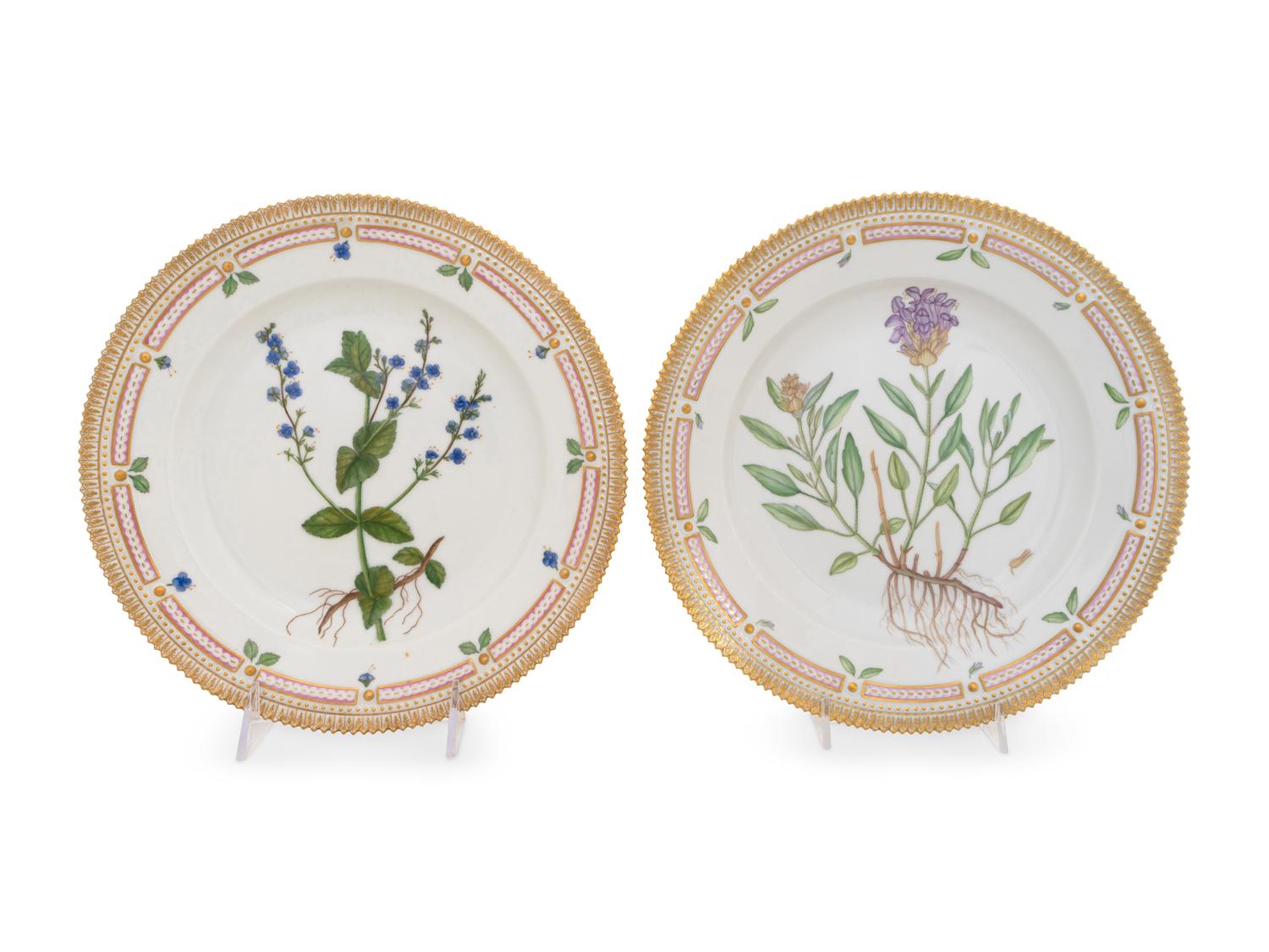 A Set of Ten Royal Copenhagen Flora Danica Dinner Plates