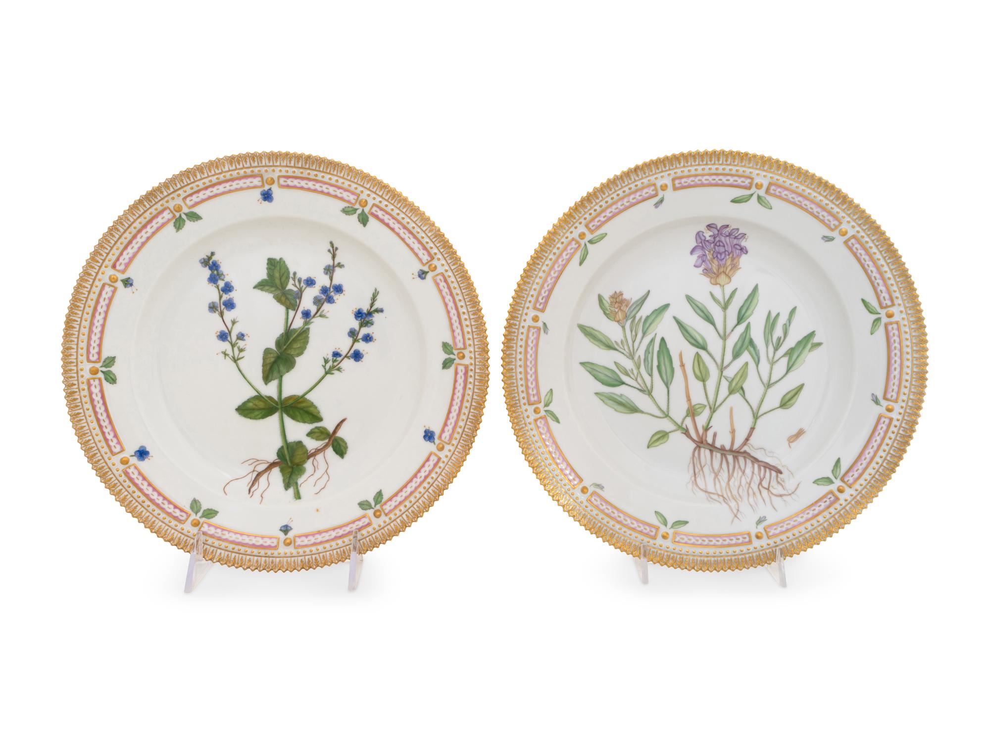A Set of Ten Royal Copenhagen Flora Danica Dinner Plates
