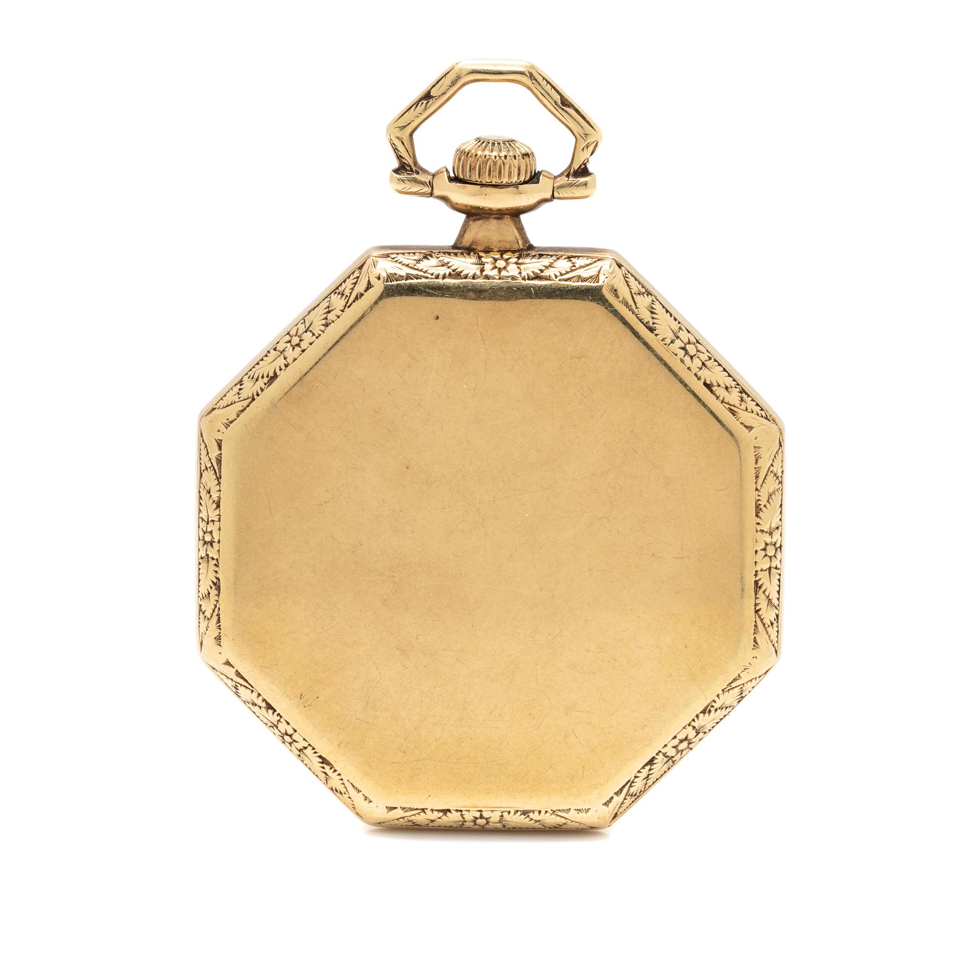 GRUEN, 14K YELLOW GOLD 'VERITHIN' OPEN FACE POCKET WATCH
