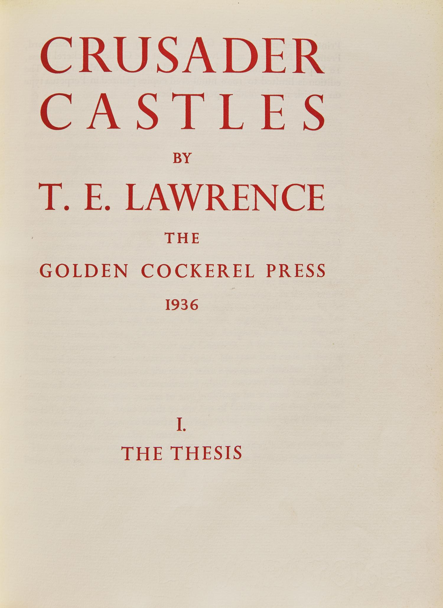 [Literature] Lawrence, T.E. Crusader Castles