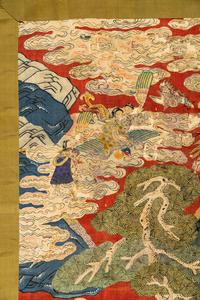 Two Large Chinese Kesi Woven Silk 'Immortal' Panels