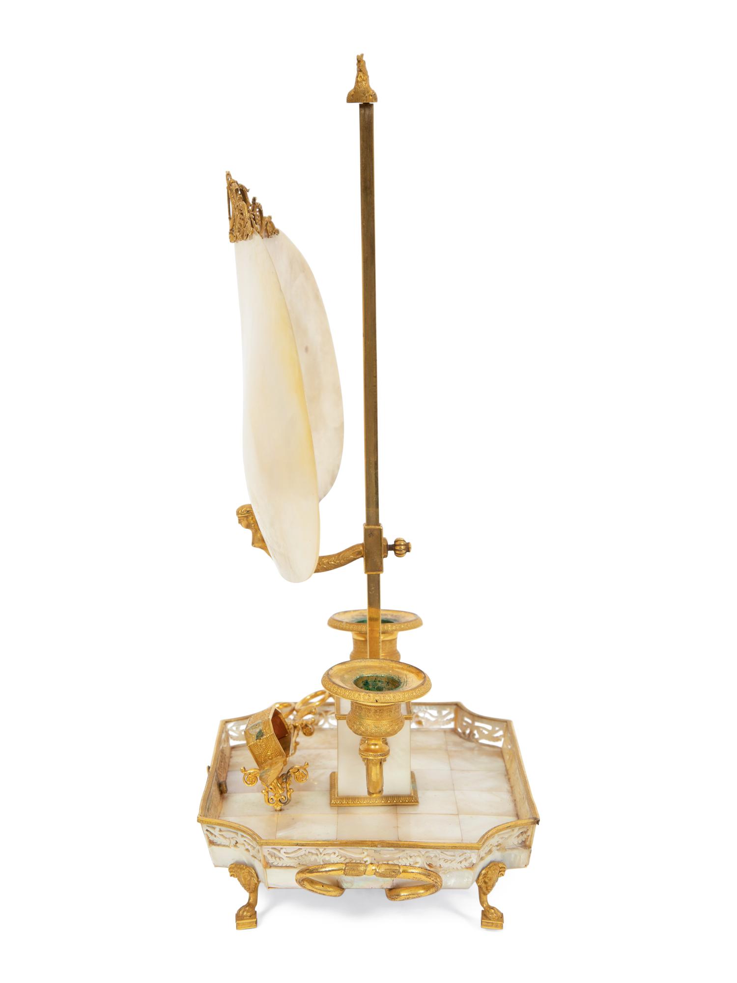 A Palais Royal Gilt Bronze, Shell and Mother-of-Pearl Candelabrum à Écran