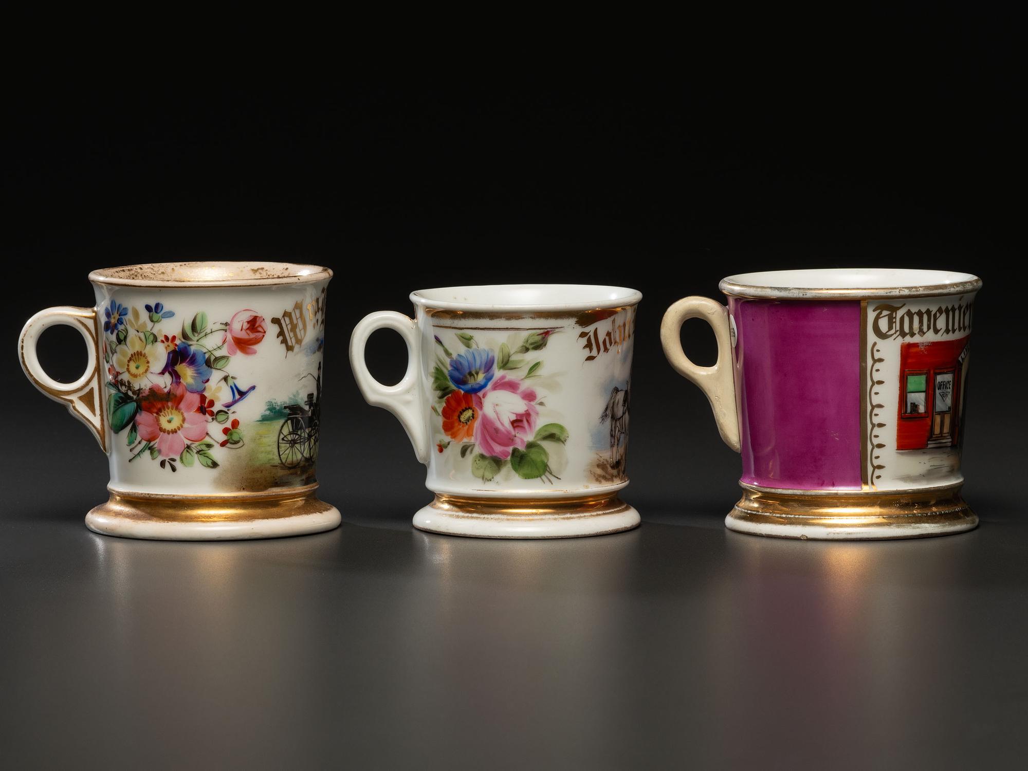 Three Equine Related Porcelain Occupational Shaving Mugs