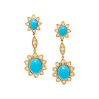 TURQUOISE, DIAMOND, AND YELLOW GOLD EARRINGS