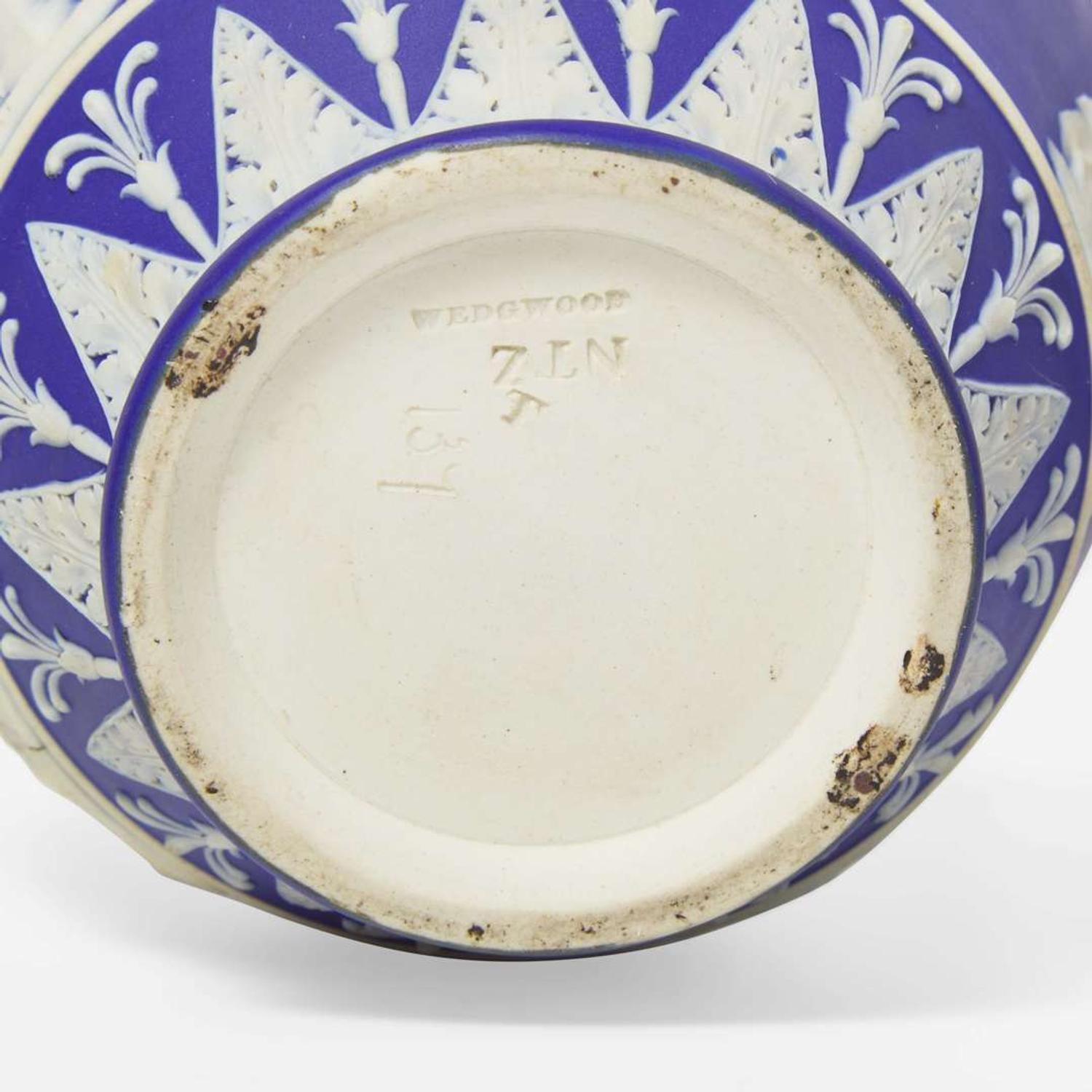 A collection of nine Wedgwood blue jasperware tablewares England, late 19th / early 20th century