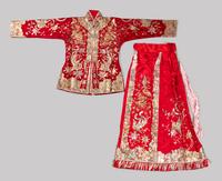 Two Sets of Embroidered Silk Wedding Gowns