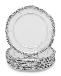 A Set of Twelve Continental Silver Dessert Plates