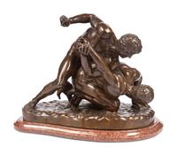 A French Bronze Figural Group of the Uffizi Wrestlers After the Antique
