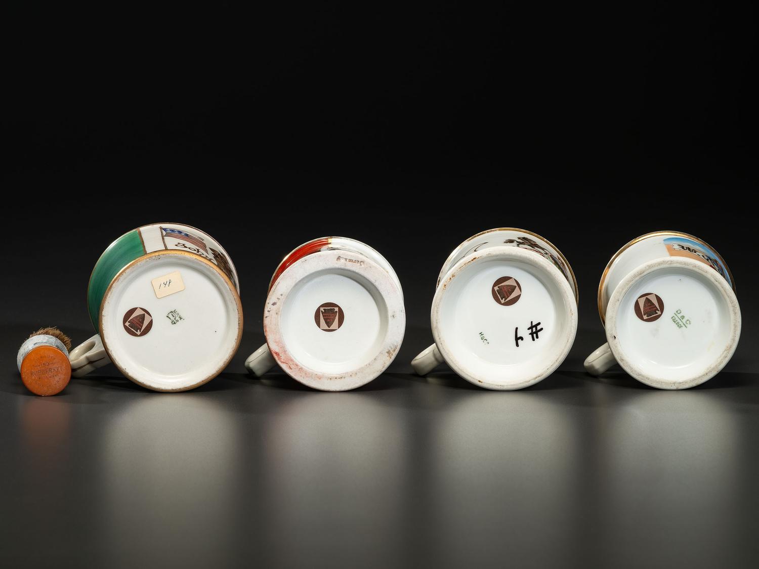 Four Porcelain Occupational Shaving Mugs