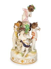 A Group of Six Continental Painted Porcelain Table Articles