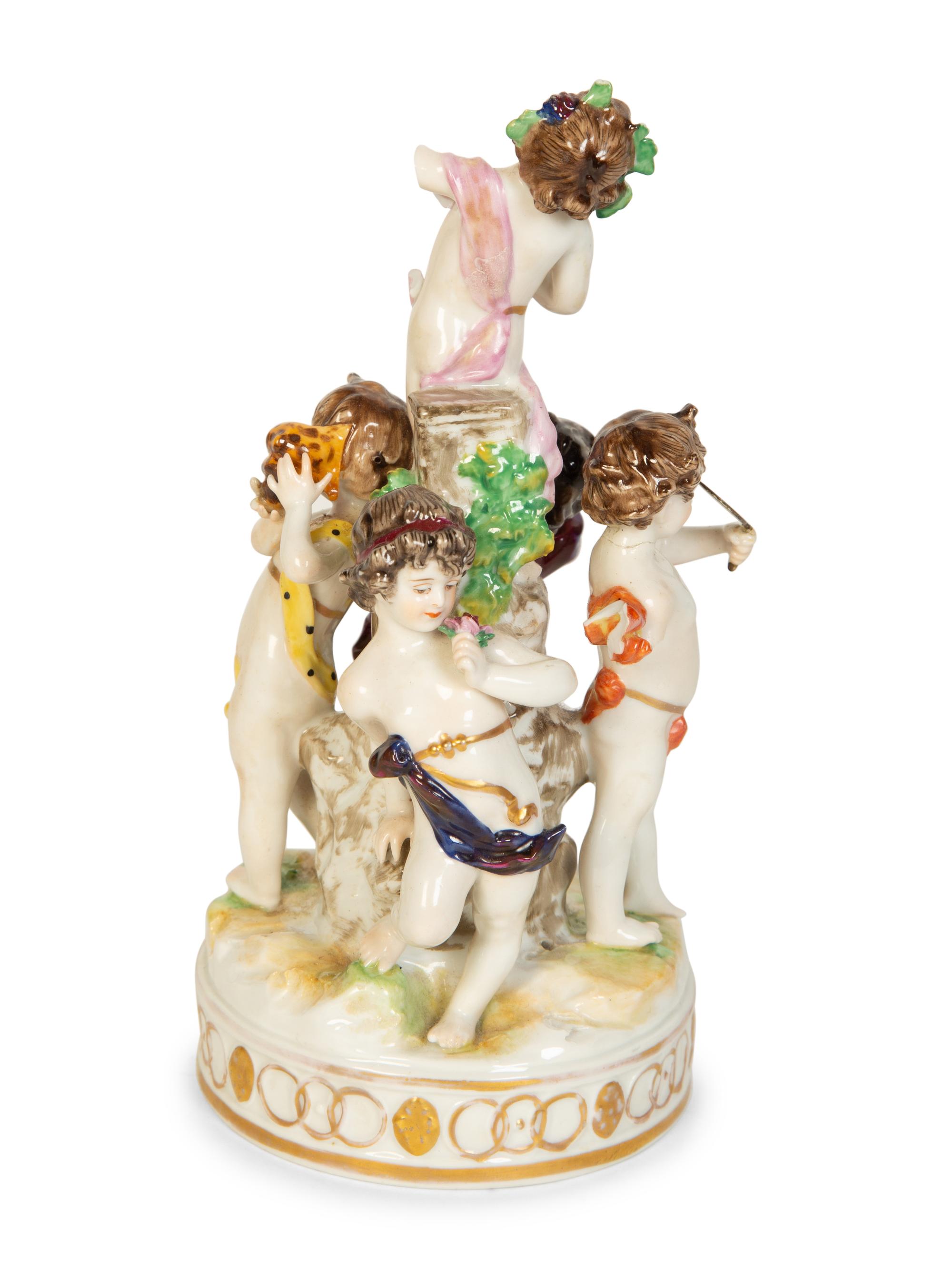 A Group of Six Continental Painted Porcelain Table Articles