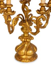 A Contemporary Giltwood Six-Light Table Lamp