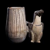 A Chancay Bichrome Bird Effigy Vessel