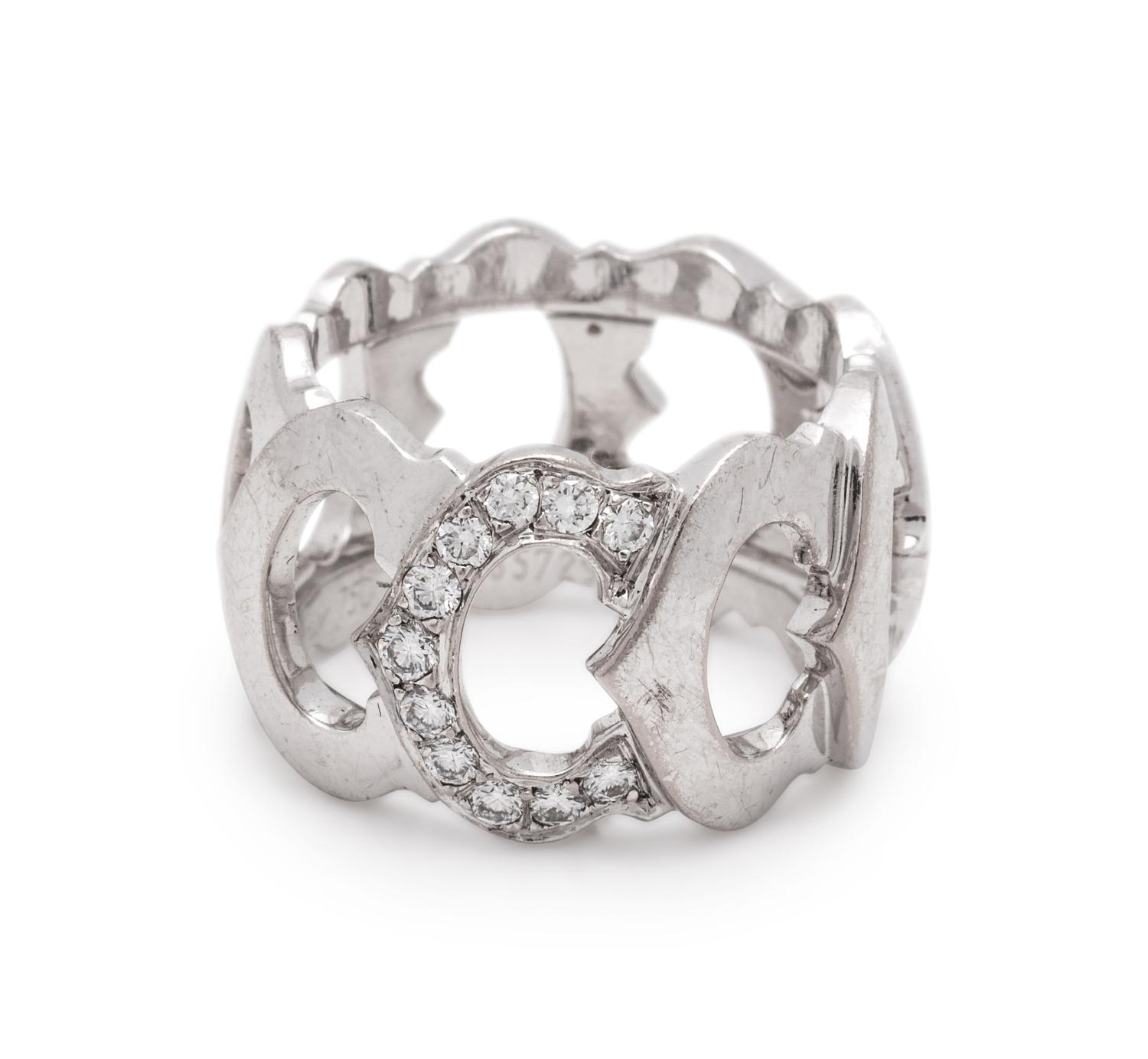 CARTIER, WHITE GOLD AND DIAMOND 'C DE CARTIER' RING