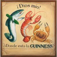 A Spanish Guinness Painted Seafood Restaurant Advertising Sign
