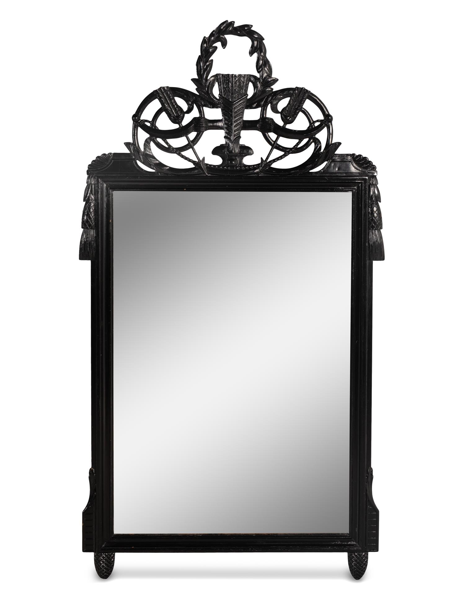 A Directoire Style Black Painted Mirror