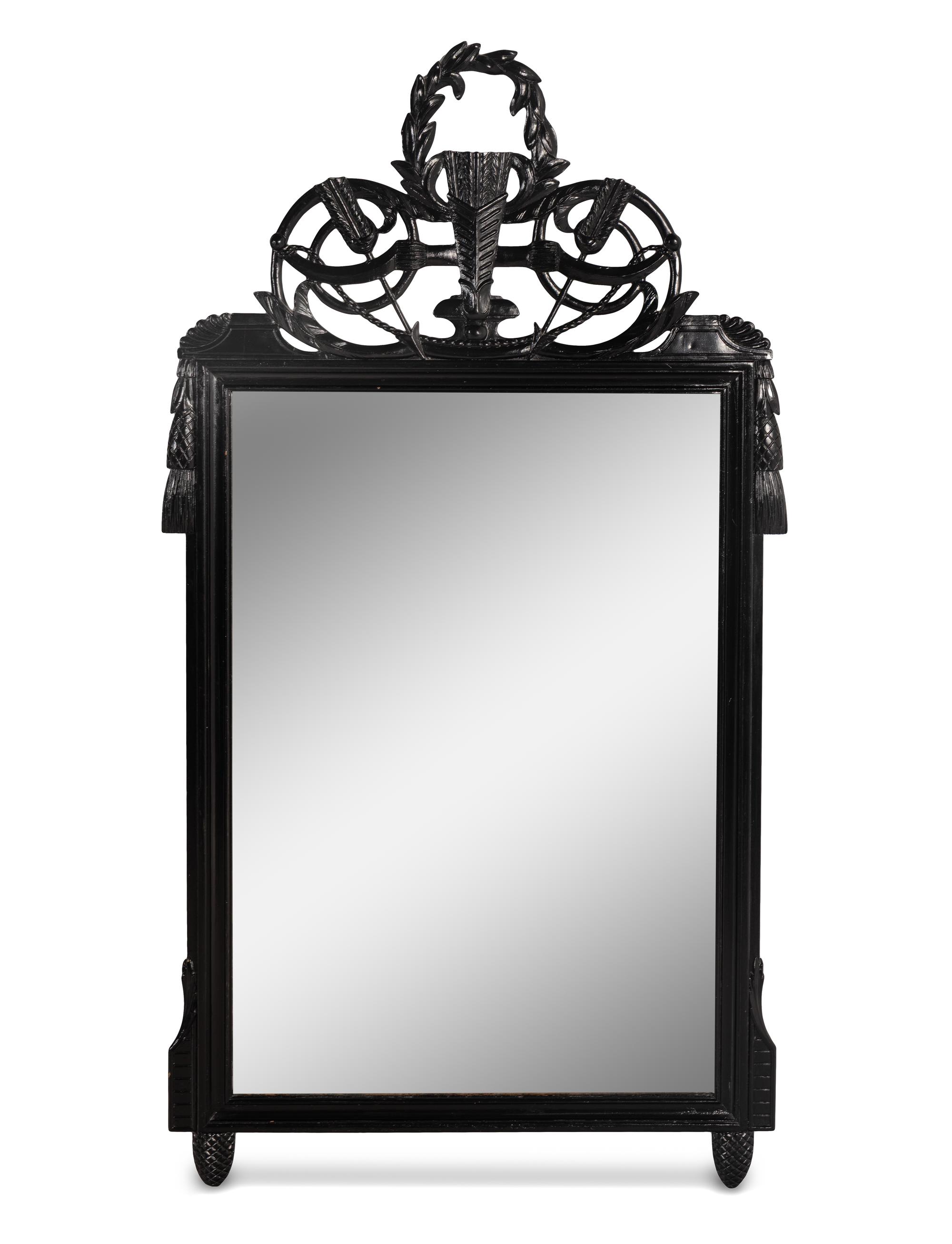 A Directoire Style Black Painted Mirror