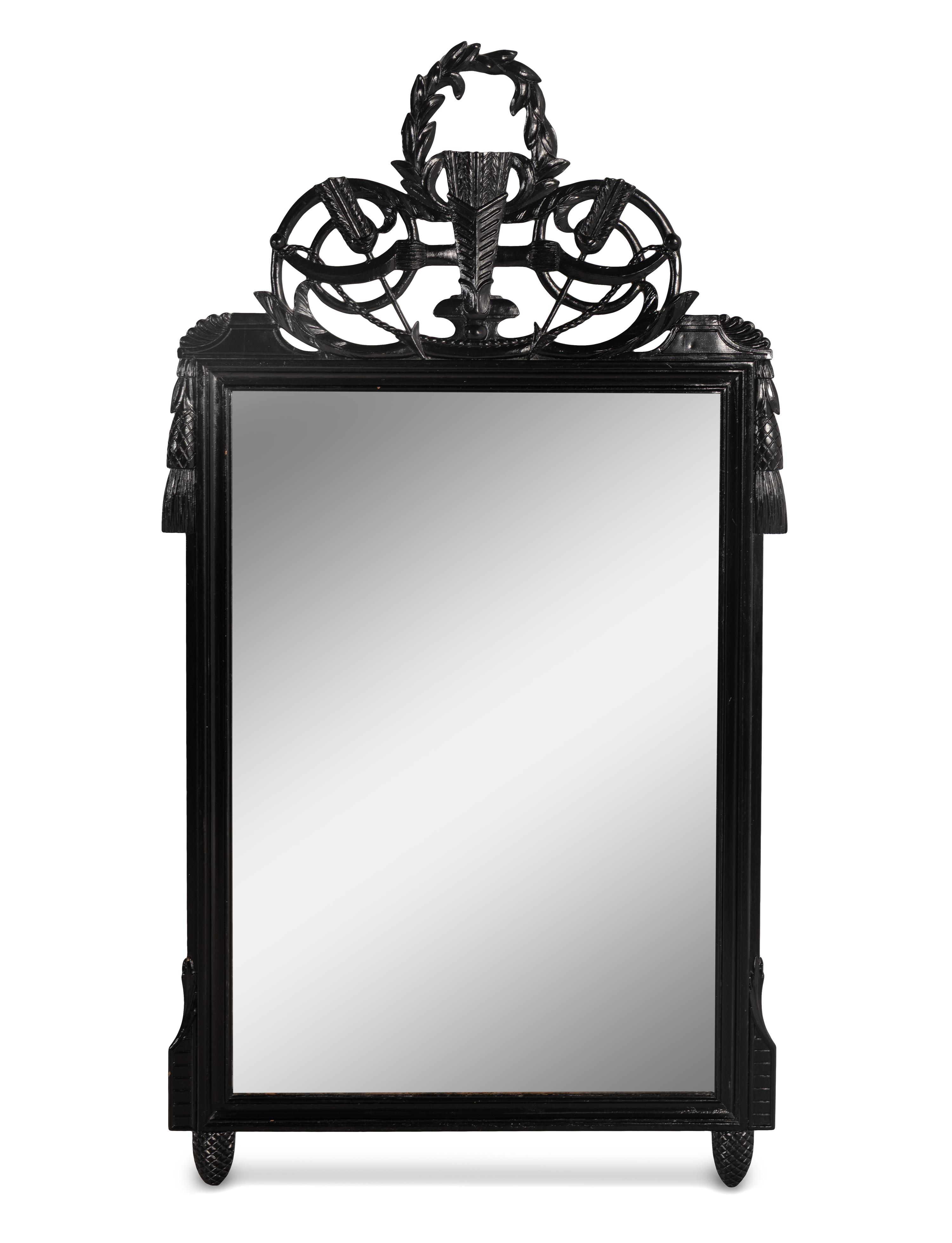 A Directoire Style Black Painted Mirror
