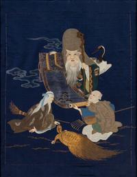 A Japanese Embroidered Silk Panel