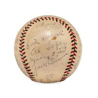 A 1931 Brooklyn Robins Team Signed Autograph Baseball Including Ernie Lombardi Rookie Signature (Beckett Authentication Services)