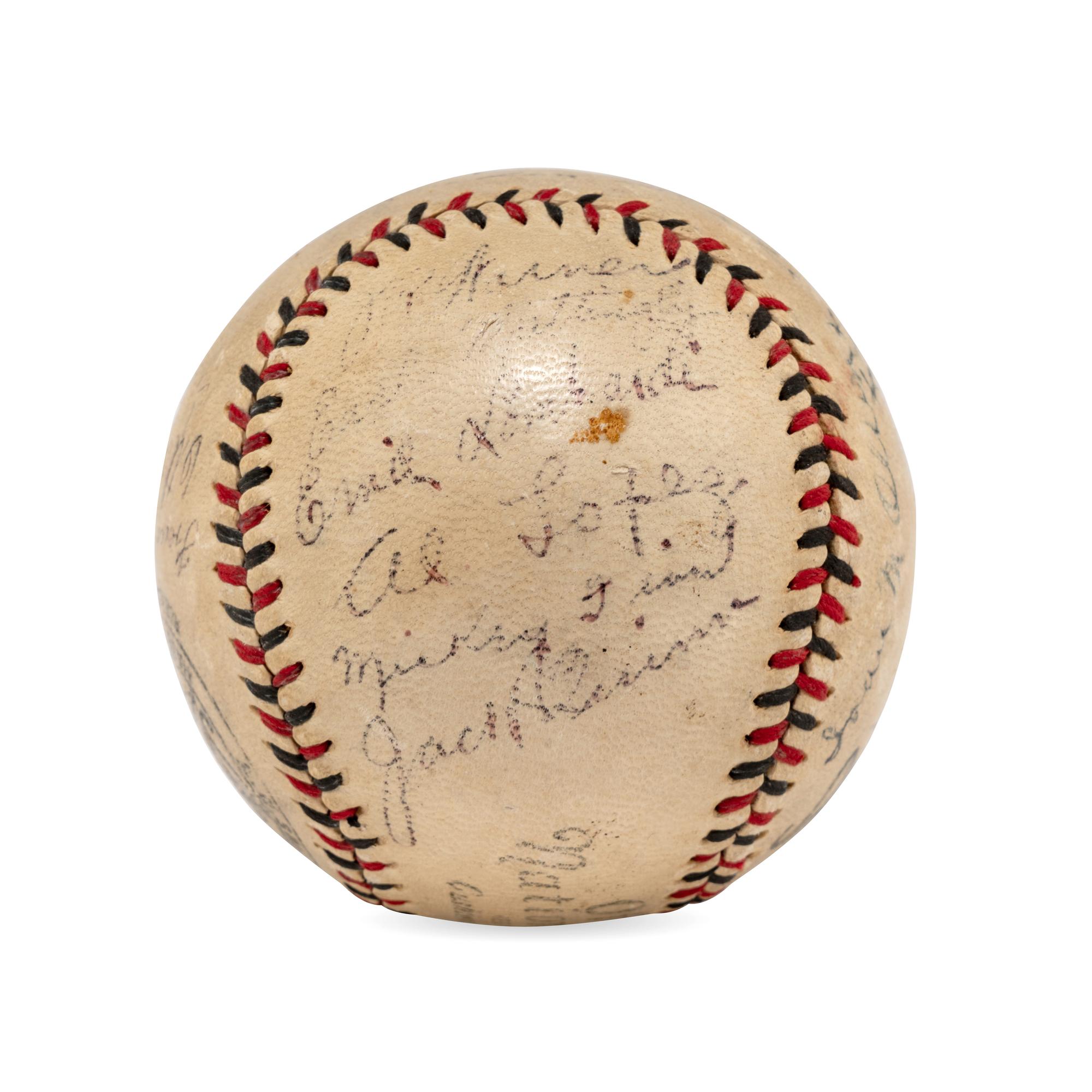 A 1931 Brooklyn Robins Team Signed Autograph Baseball Including Ernie Lombardi Rookie Signature (Beckett Authentication Services)