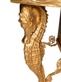 An Italian Gilt Steel and Bronze Console Aquarium with Marble Top