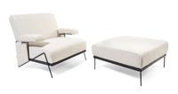 American, c.1960, a reclining lounge chair and ottoman