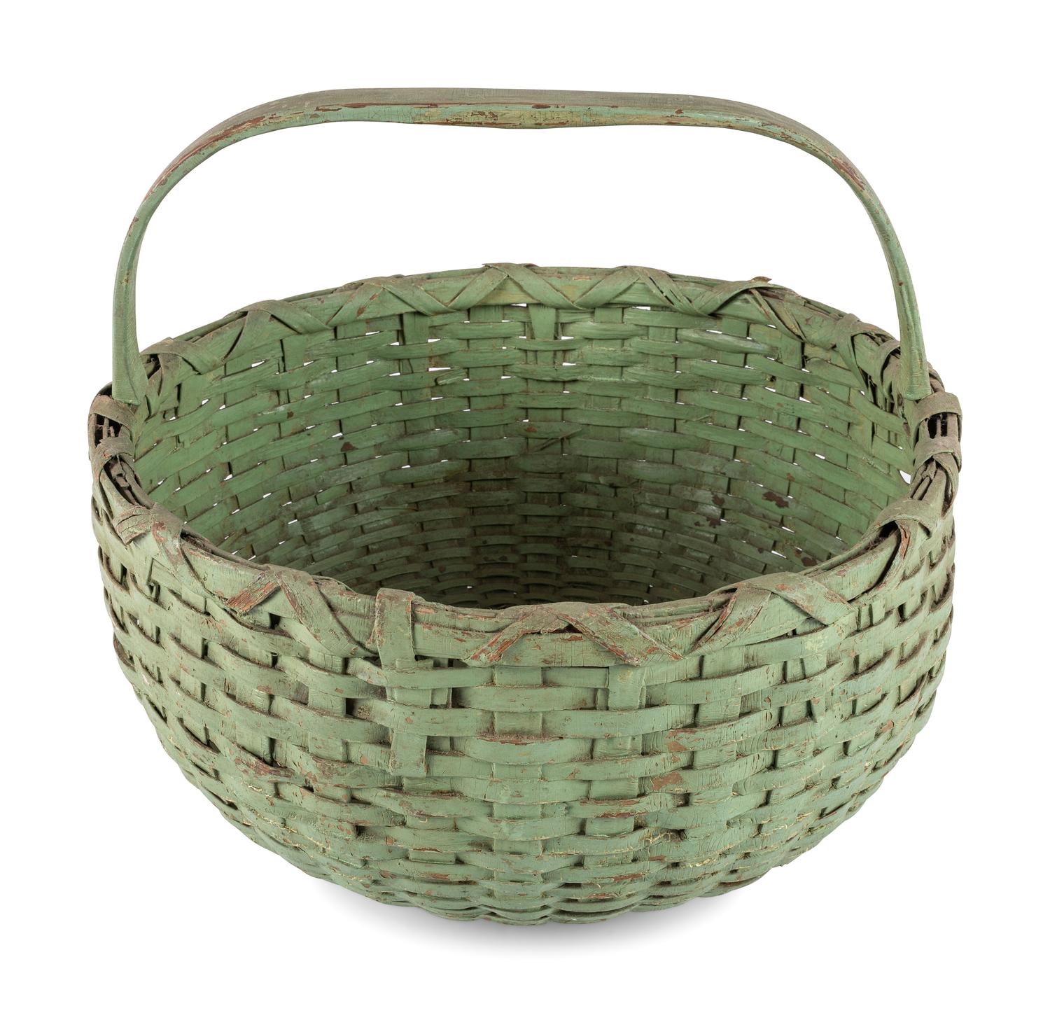 A Woven Basket in Old Green Paint