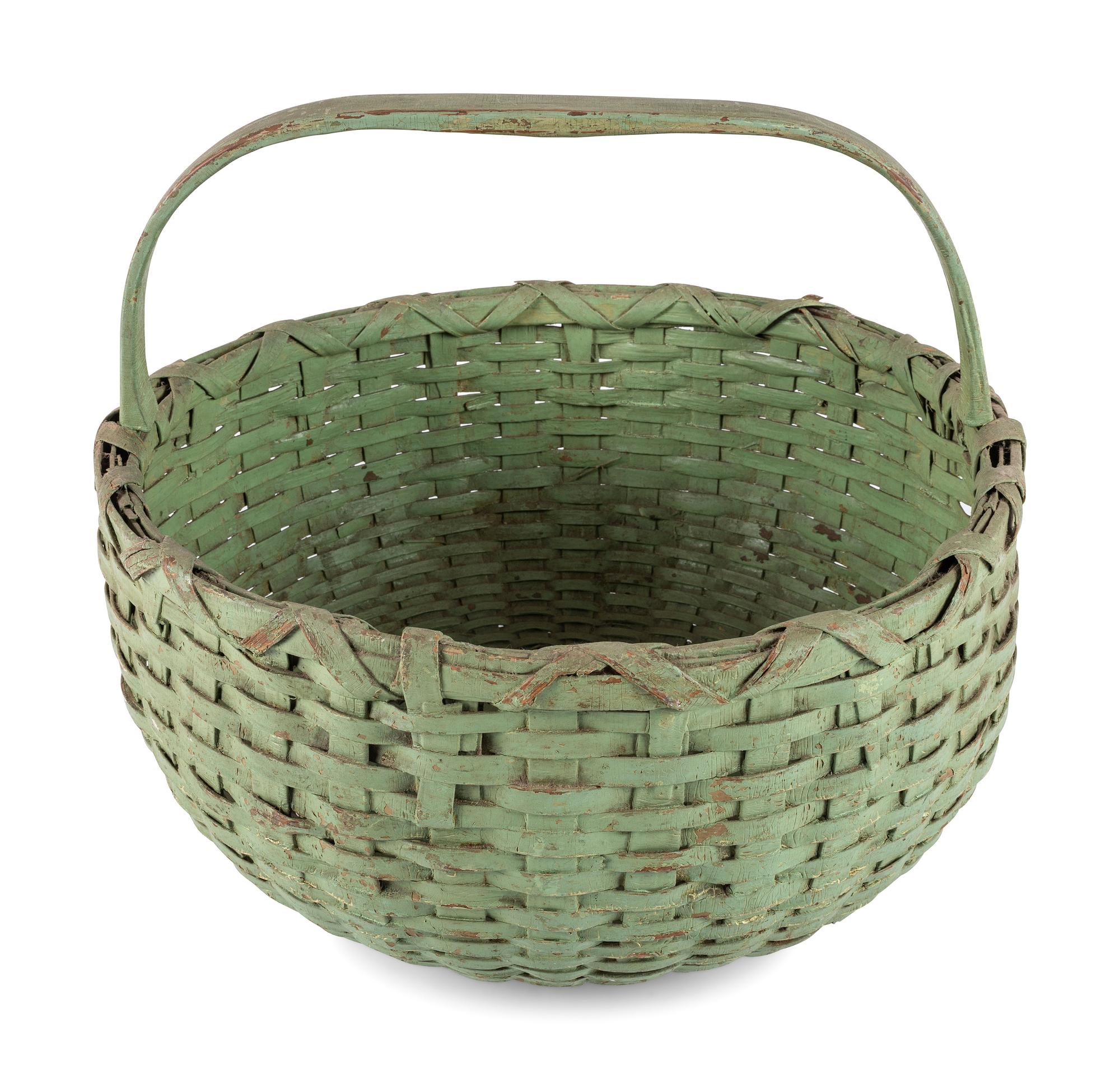 A Woven Basket in Old Green Paint