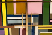 A Contemporary Brass and Polychrome Acrylic Cabinet