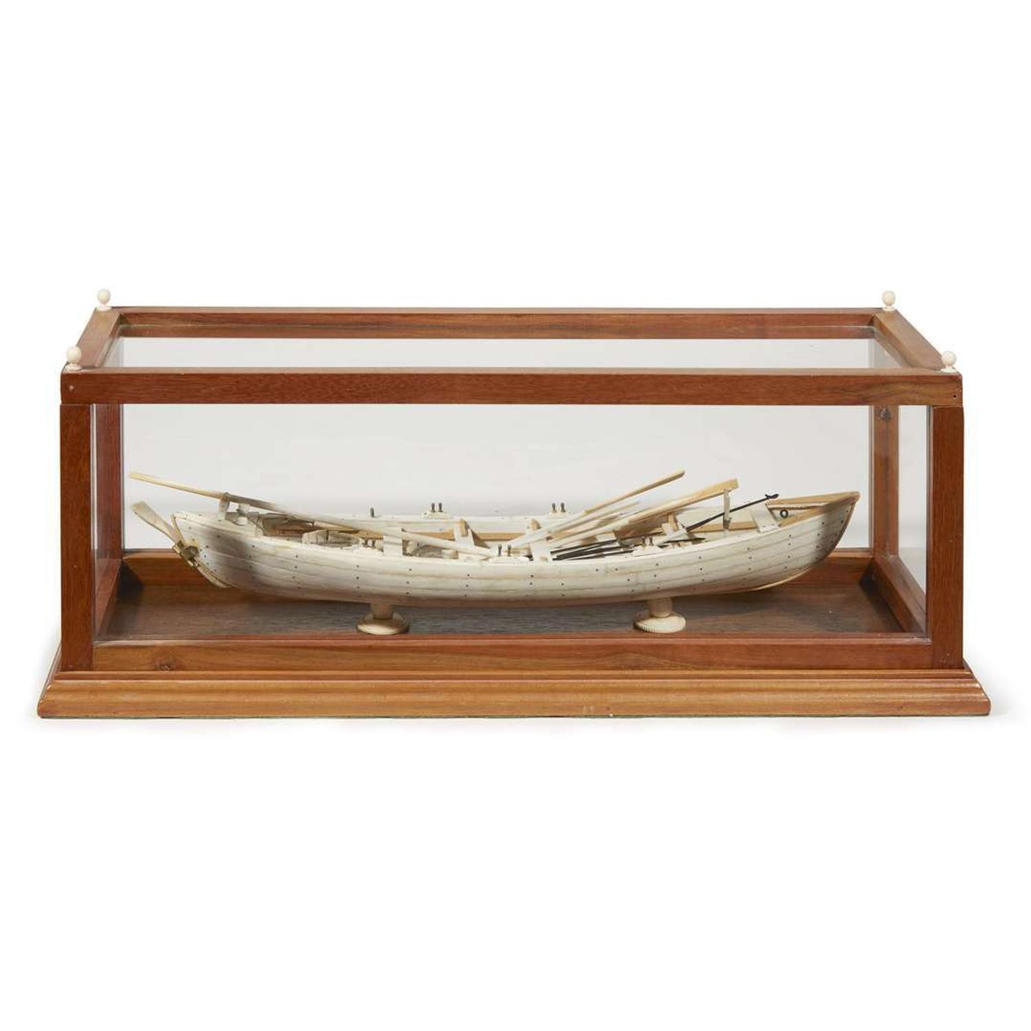 Whalebone model of a whale boat late 19th/early 20th century