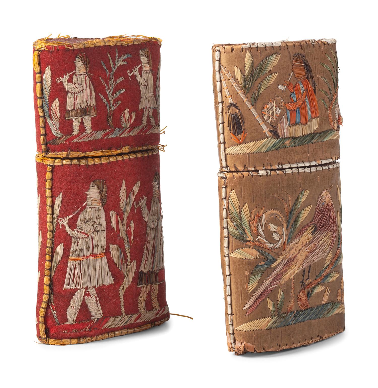 Huron Moosehair Embroidered Birchbark Cigar Cases