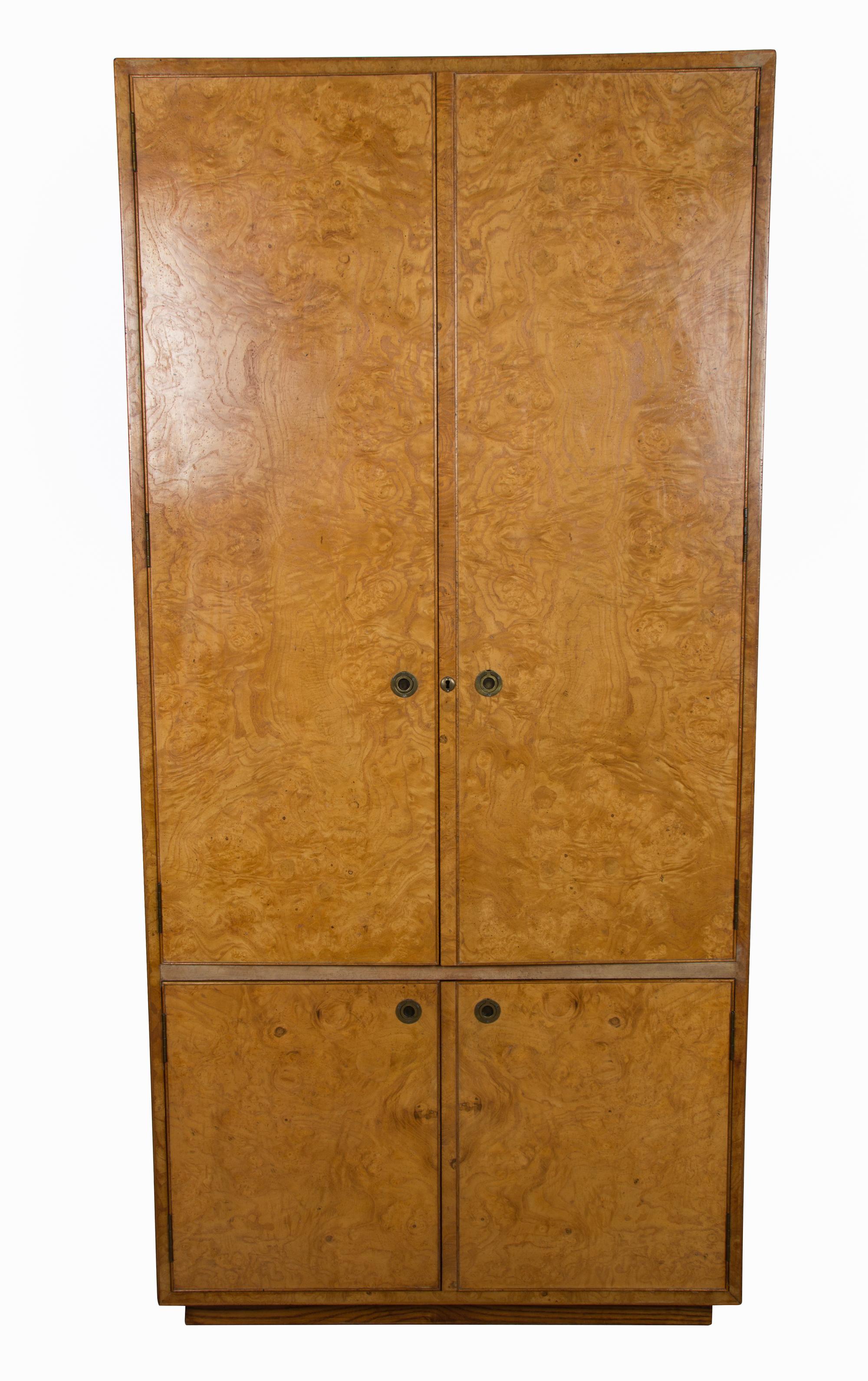 A John Widdicomb Burlwood Bar/Cabinet Height 75 3/4 x width 36 1/4 x depth 19 inches. — 20TH CENTURY