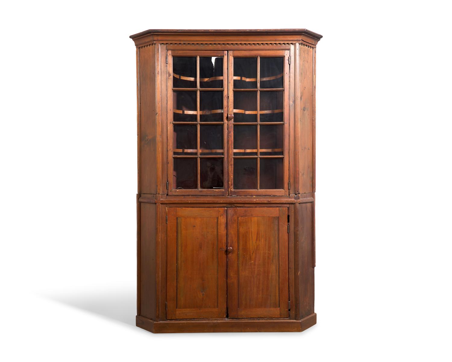 A Chippendale Pine Corner Cupboard