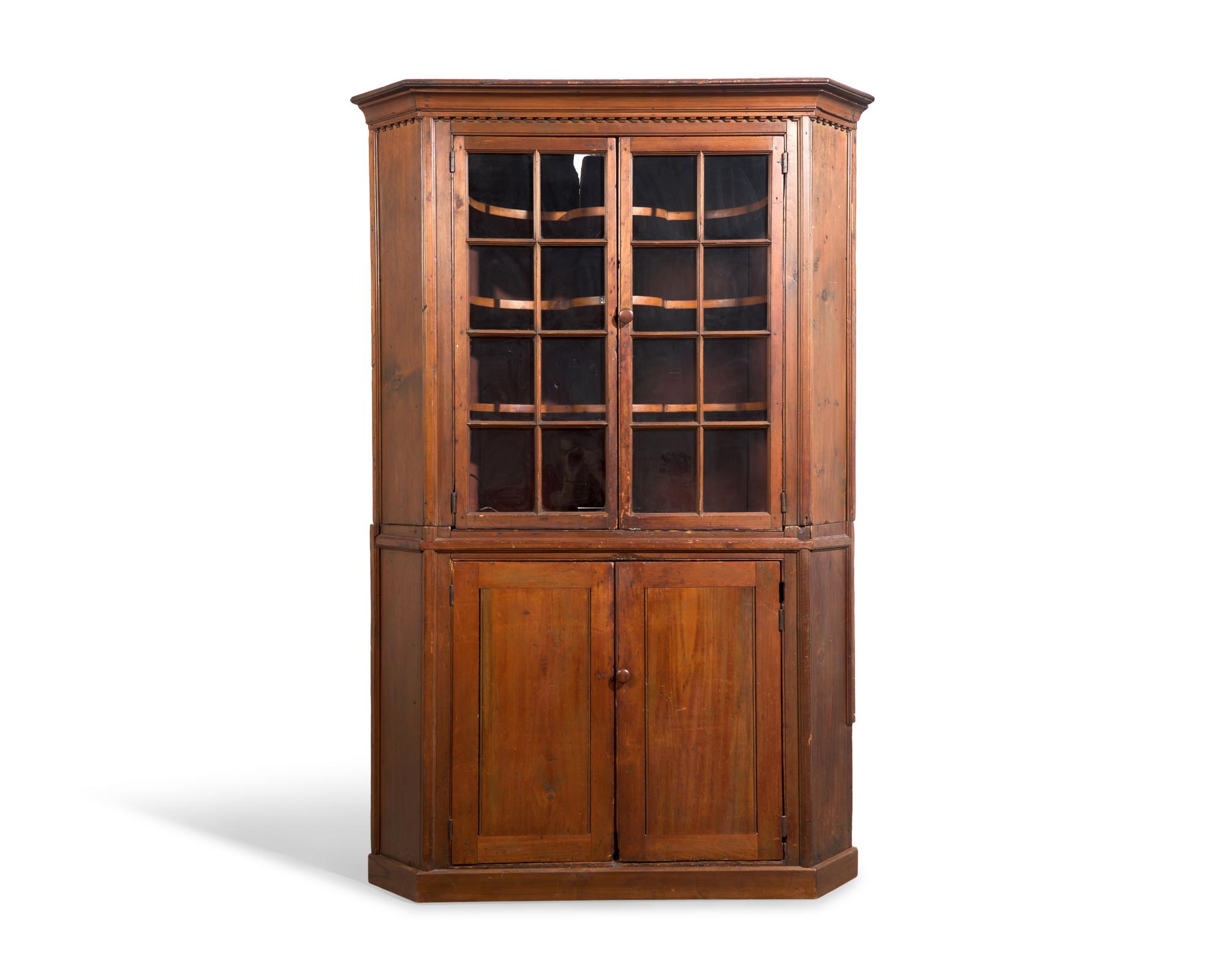 A Chippendale Pine Corner Cupboard