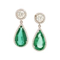 COLOMBIAN EMERALD AND DIAMOND EARRINGS