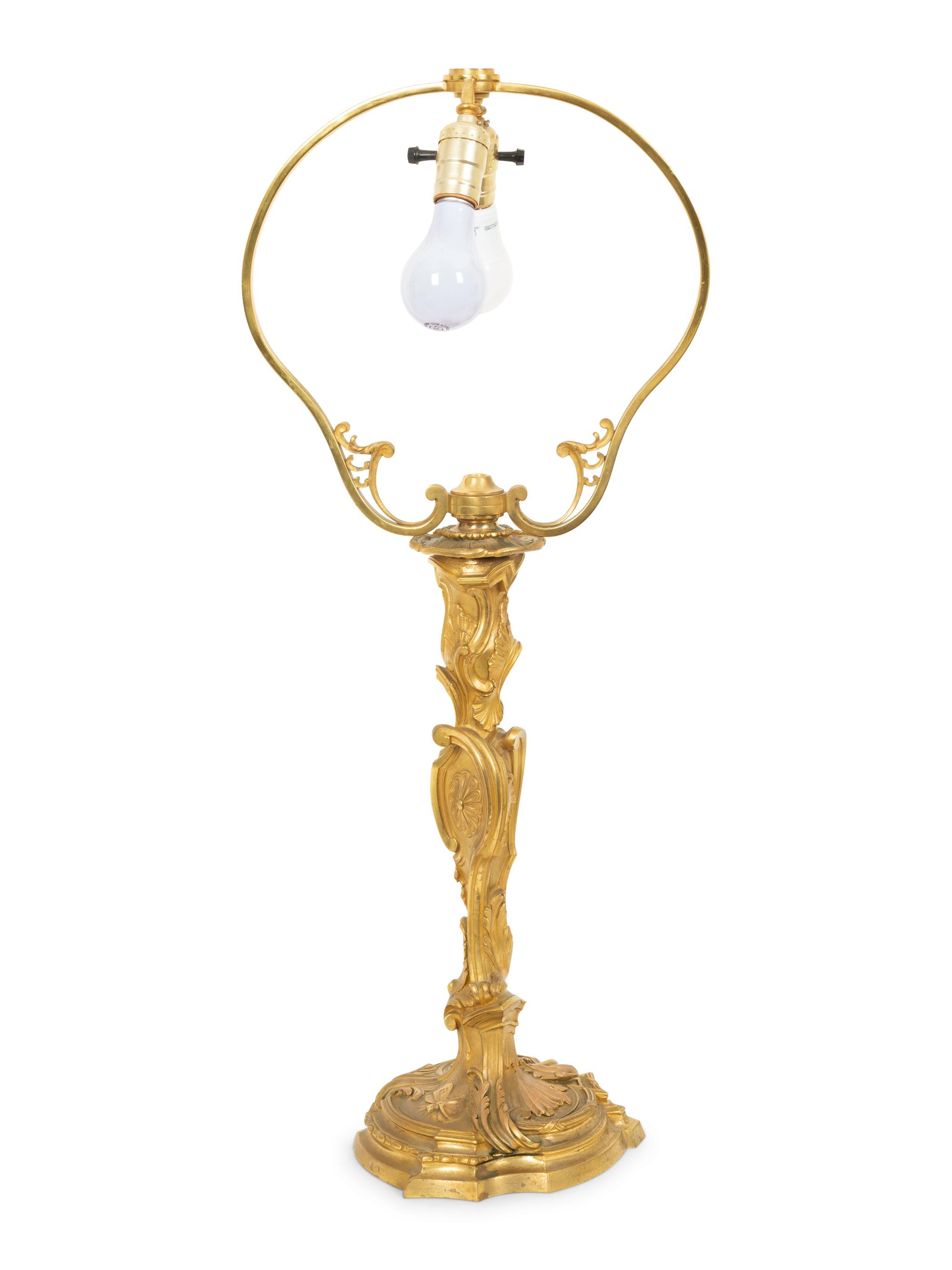 A French Gilt Bronze Lamp Base by Maison Gagneau, Paris After a Design by the Slodtz Brothers