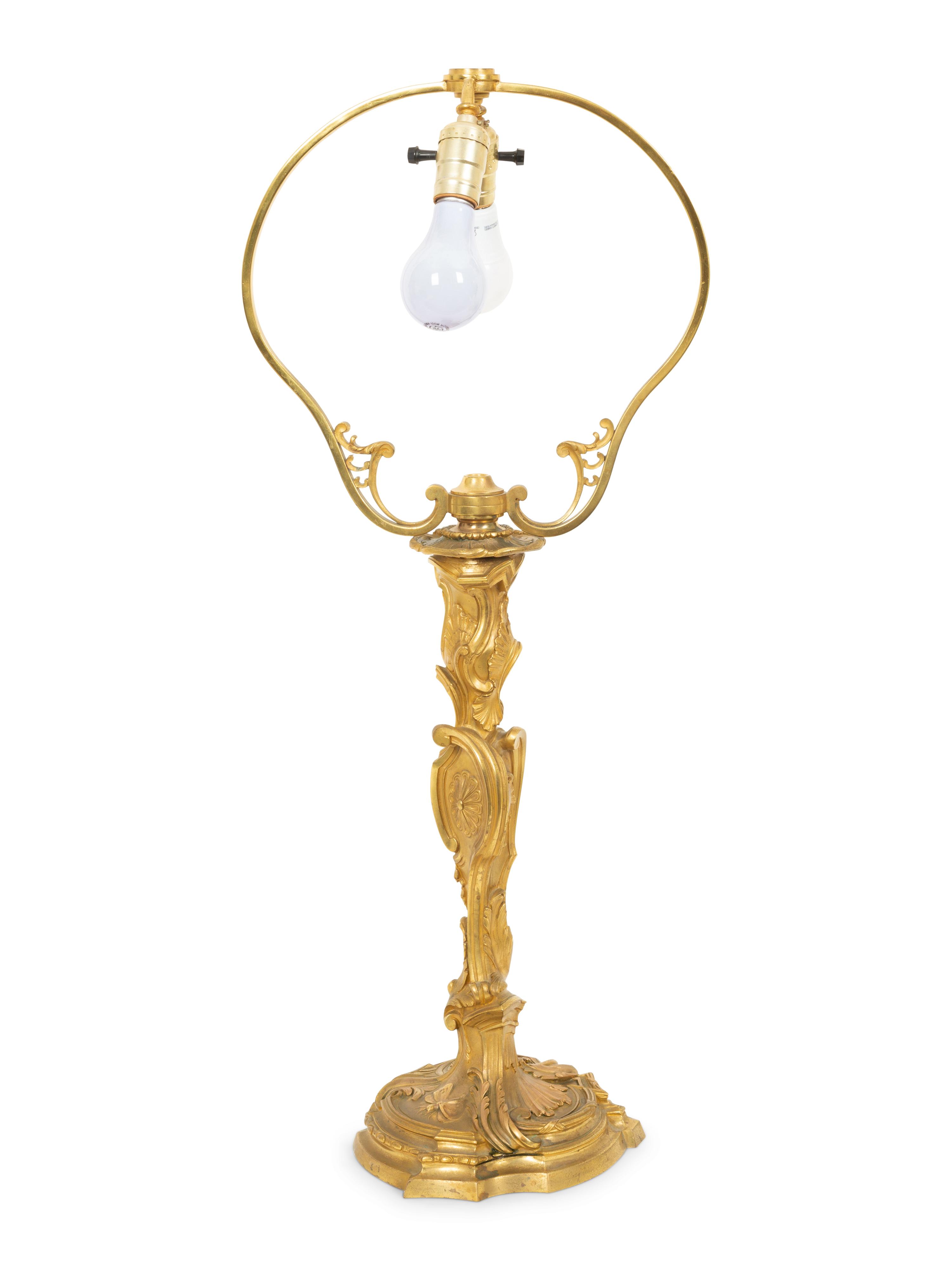 A French Gilt Bronze Lamp Base by Maison Gagneau, Paris After a Design by the Slodtz Brothers