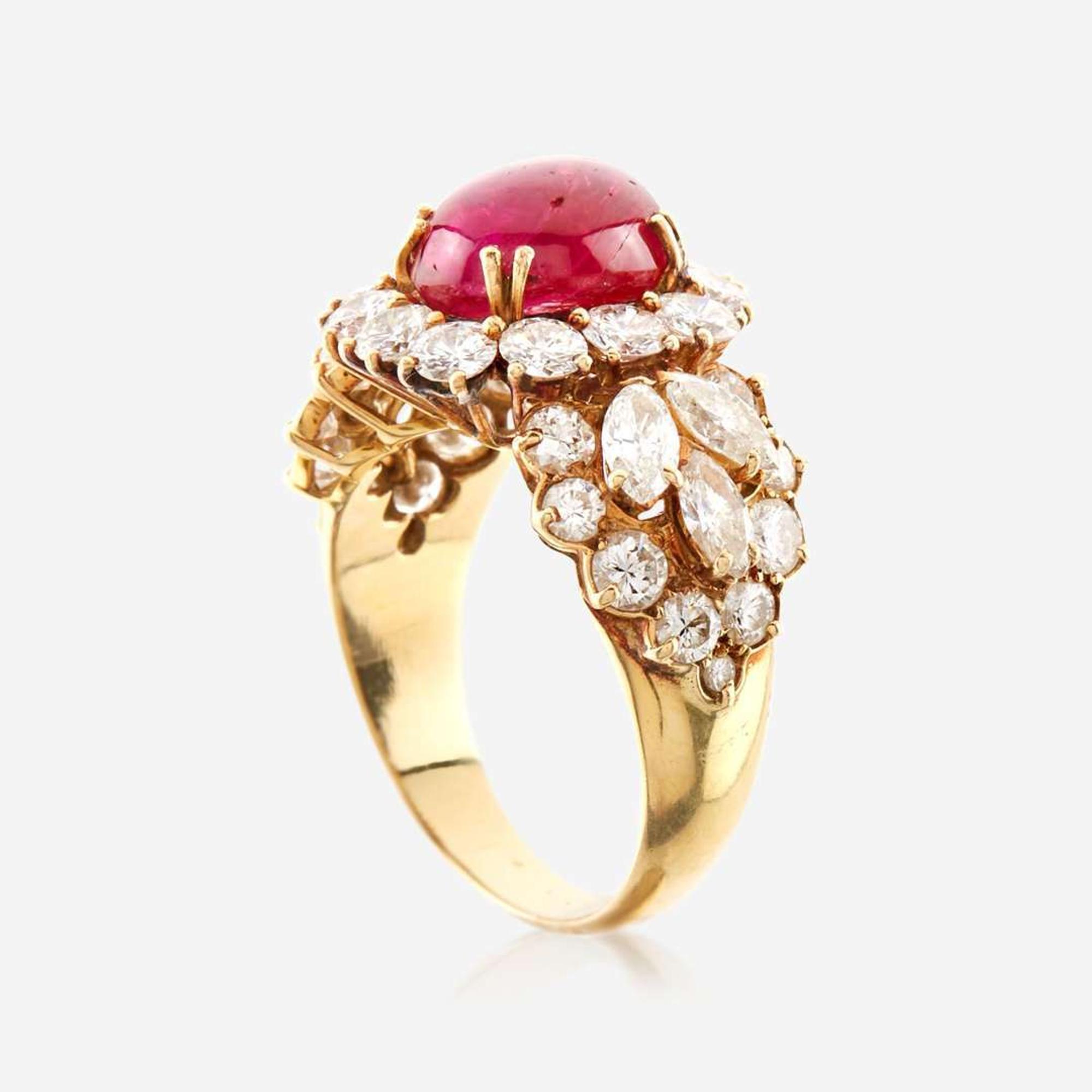 A ruby, diamond, and gold ring