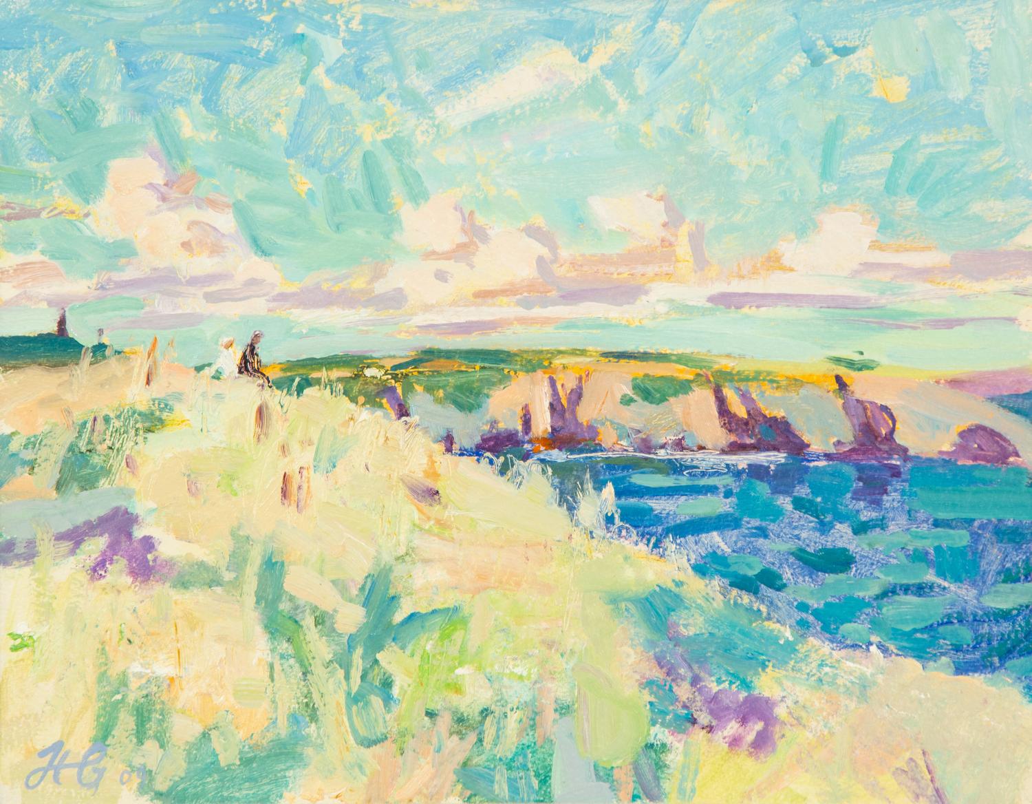 Resting Walkers, Coastal Path, Evening