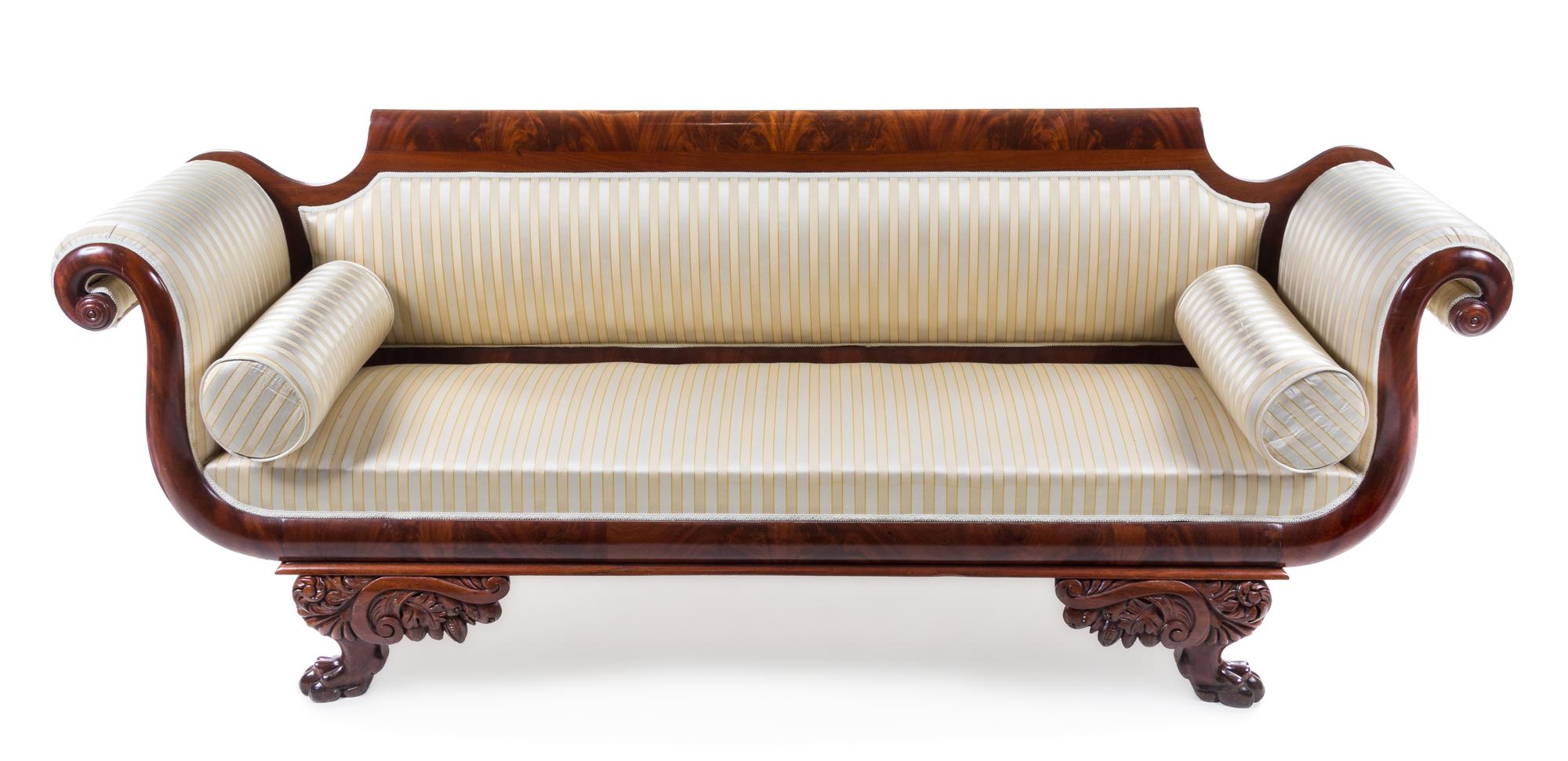A Regency Mahogany Sofa Height 34 1/2 x width 85 x depth 23 inches. — CIRCA 1830